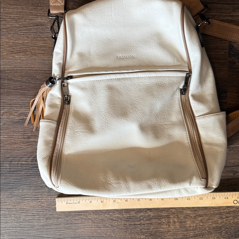 Fadeon Backpack Purse White Large Leather Laptop Bag Travel Carry On Outdoors - Picture 13 of 15